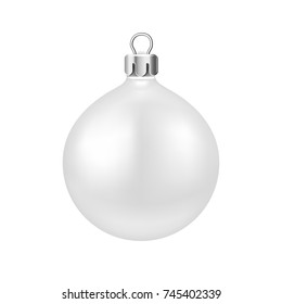 White round transparent isolated Christmas ball. Vector illustration template.