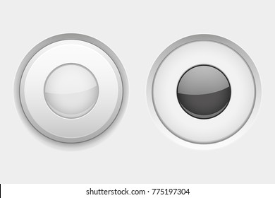 White round web buttons. Normal and active. Vector 3d illustration