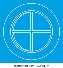 White round window icon blue outline style isolated vector illustration. Thin line sign