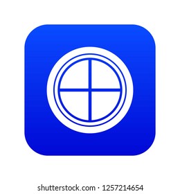 White round window icon digital blue for any design isolated on white vector illustration