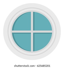 White round window icon flat isolated on white background vector illustration