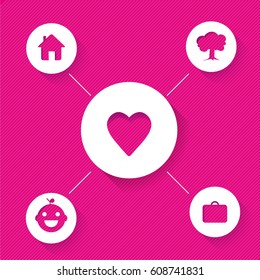 White Rounded love icon