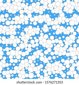White rounds clouds on skyblue background, vector seamless pattern abstract texture. Strict style design or random shapes. Vector illustration concept, posters, wallpapers, presentations, prints