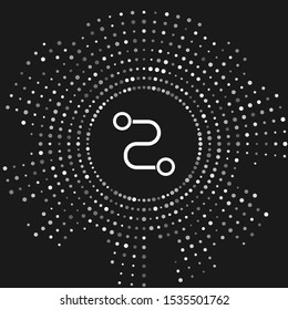 White Route location icon isolated on grey background. Map pointer sign. Concept of path or road. GPS navigator. Abstract circle random dots. Vector Illustration