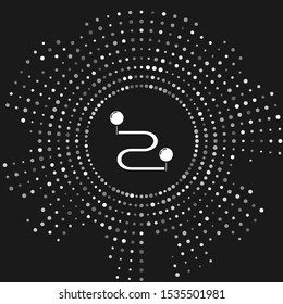 White Route location icon isolated on grey background. Map pointer sign. Concept of path or road. GPS navigator. Abstract circle random dots. Vector Illustration