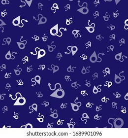 White Route location icon isolated seamless pattern on blue background. Map pointer sign. Concept of path or road. GPS navigator.  Vector Illustration
