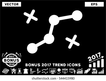 White Route Points pictogram with bonus 2017 year trend pictograph collection. Vector illustration style is flat iconic symbols, black background.