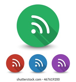 White Rss icon in different colors set