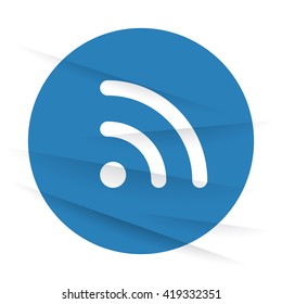 White Rss icon label on wrinkled paper