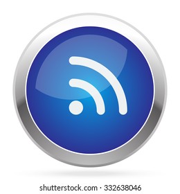 White Rss icon on blue web app button