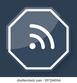 White Rss icon on plum blue web app button