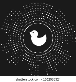 White Rubber duck icon isolated on grey background. Abstract circle random dots. Vector Illustration
