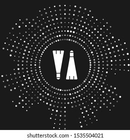 White Rubber flippers for swimming icon isolated on grey background. Diving equipment. Extreme sport. Diving underwater equipment. Abstract circle random dots. Vector Illustration