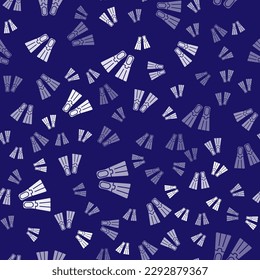 White Rubber flippers for swimming icon isolated seamless pattern on blue background. Diving equipment. Extreme sport. Sport equipment.  Vector Illustration
