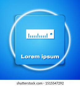 White Ruler icon isolated on blue background. Straightedge symbol. Blue square button. Vector Illustration