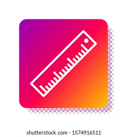 White Ruler icon isolated on white background. Straightedge symbol. Square color button. Vector Illustration
