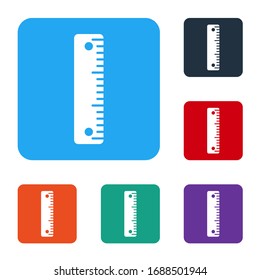 White Ruler icon isolated on white background. Straightedge symbol. Set icons in color square buttons. Vector Illustration