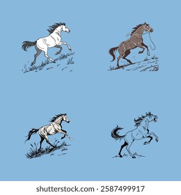 White running horse on a clean background, dynamic motion, perfect for design projects and stock use.