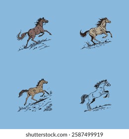 White running horse on a clean background, dynamic motion, perfect for design projects and stock use.