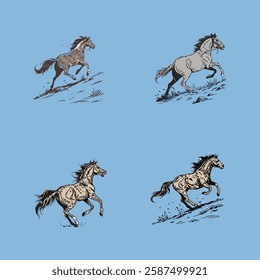 White running horse on a clean background, dynamic motion, perfect for design projects and stock use.