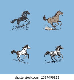 White running horse on a clean background, dynamic motion, perfect for design projects and stock use.