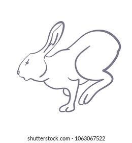 White running rabbit. Vector illustration is isolated on white background for kids fashion clothes, fabric, textile. Cute print for children