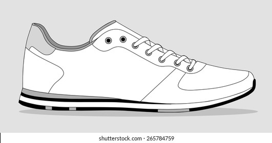 White running shoes on a light gray background. vector 