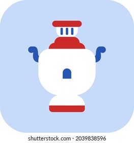 White russian samovar, illustration, vector, on a white background.