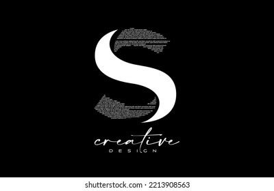 White S Letter Logo Design with Creative letter s made of Black text font Texture Vector. Graphic Icon S Letter Logo illustration.