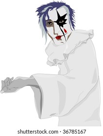 white sad clown