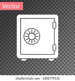 White Safe icon isolated on transparent background. The door safe a bank vault with a combination lock. Reliable Data Protection. Vector Illustration