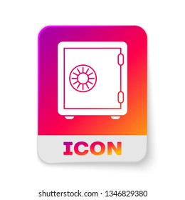 White Safe icon isolated on white background. The door safe a bank vault with a combination lock. Reliable Data Protection. Rectangle color button. Vector Illustration