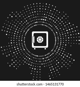 White Safe icon isolated on grey background. The door safe a bank vault with a combination lock. Reliable Data Protection. Abstract circle random dots. Vector Illustration