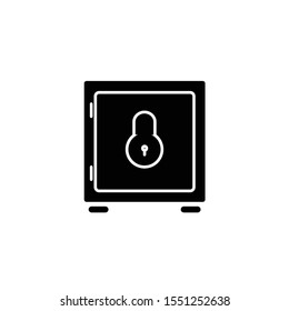White Safe icon isolated on black background. The door safe a bank vault with a combination lock. Reliable Data Protection. Vector Illustration