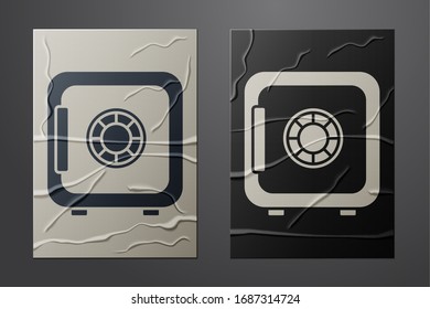 Icono de White Safe aislado en el fondo de papel desmenuzado. La puerta protege una bóveda de banco con una cerradura combinada. Protección de datos confiable. Estilo de arte de papel. Ilustración vectorial