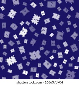 White Safe icon isolated seamless pattern on blue background. The door safe a bank vault with a combination lock. Reliable Data Protection.  Vector Illustration
