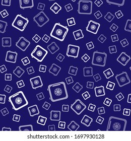 White Safe icon isolated seamless pattern on blue background. The door safe a bank vault with a combination lock. Reliable Data Protection.  Vector Illustration
