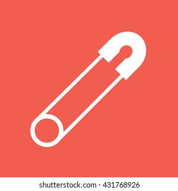 White safety pin icon vector