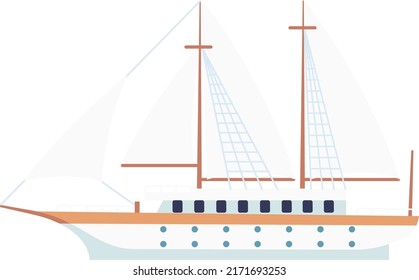 White Sail Schooner Icon. Marine Travel Ship