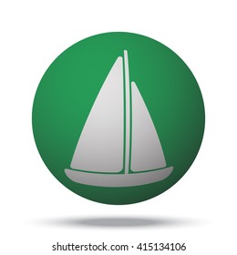 White Sailboat icon on green ball