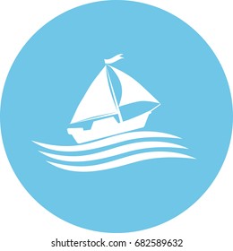White sailboat on a blue background