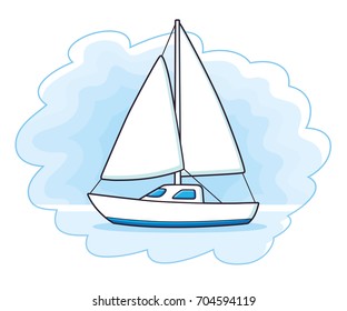 White sailboat or sailing yacht