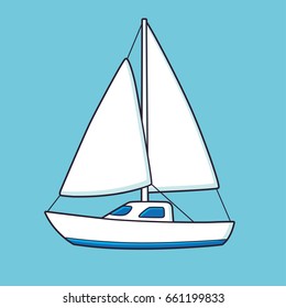White sailboat or yacht.
