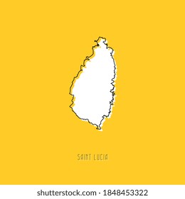 White SAINT LUCIA country map with black outline on yellow background. Simple geographic territory template concept. Vector ilustration easy to edit and customize. EPS10