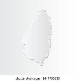 White Saint Lucia map-countries. Vector paper map of Saint Lucia on a gray background. Vector illustration.