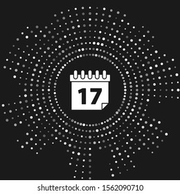 White Saint Patrick's day with calendar icon isolated on grey background. Date 17 March. Abstract circle random dots. Vector Illustration