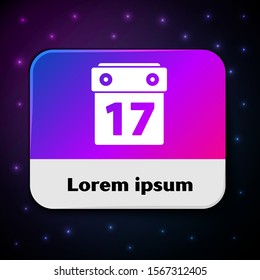 White Saint Patrick's day with calendar icon isolated on black background. Date 17 March. Rectangle color button. Vector Illustration