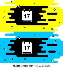 White Saint Patricks day with calendar icon isolated on black background. Date 17 March.  Vector
