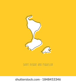 White SAINT PIERRE AND MIQUELON country map with black outline on yellow background. Simple geographic territory template concept. Vector ilustration easy to edit and customize. EPS10