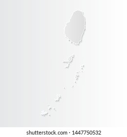 White Saint Vincent and the Grenadines map-countries. Vector paper map of  on a gray background. Vector illustration.